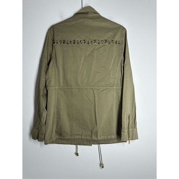 NWT Sofie Schnoor Women’s Green Cotton Parka Métal Stars Trim Sz 40 EU/ 4 US - Picture 5 of 16